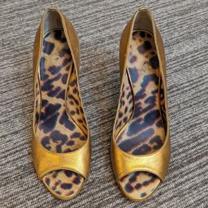 Roberto Cavalli 🧿Bronze leather metallic open toe